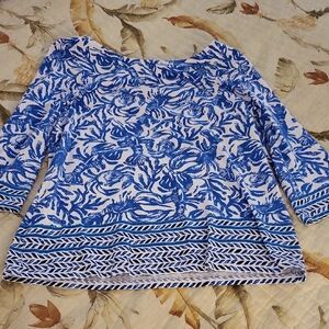 Lilly Pulitzer Blue and White Waverly Top